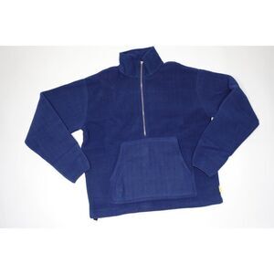 Yellow Label Co Double Polar 1/2 Zip Hoodie Navy Blue